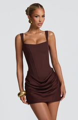 Cornelia Mini Dress - Plum Brown Dress Babyboo Fashion Premium Exclusive Design