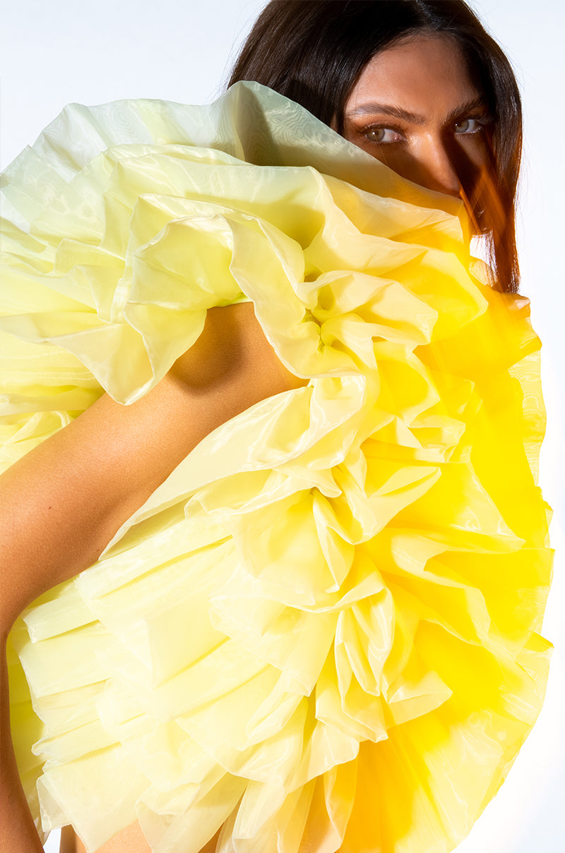 ELENA STATEMENT RUFFLE TOP IN YELLOW