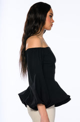 EVELYN OFF THE SHOULDER POPLIN BLOUSE