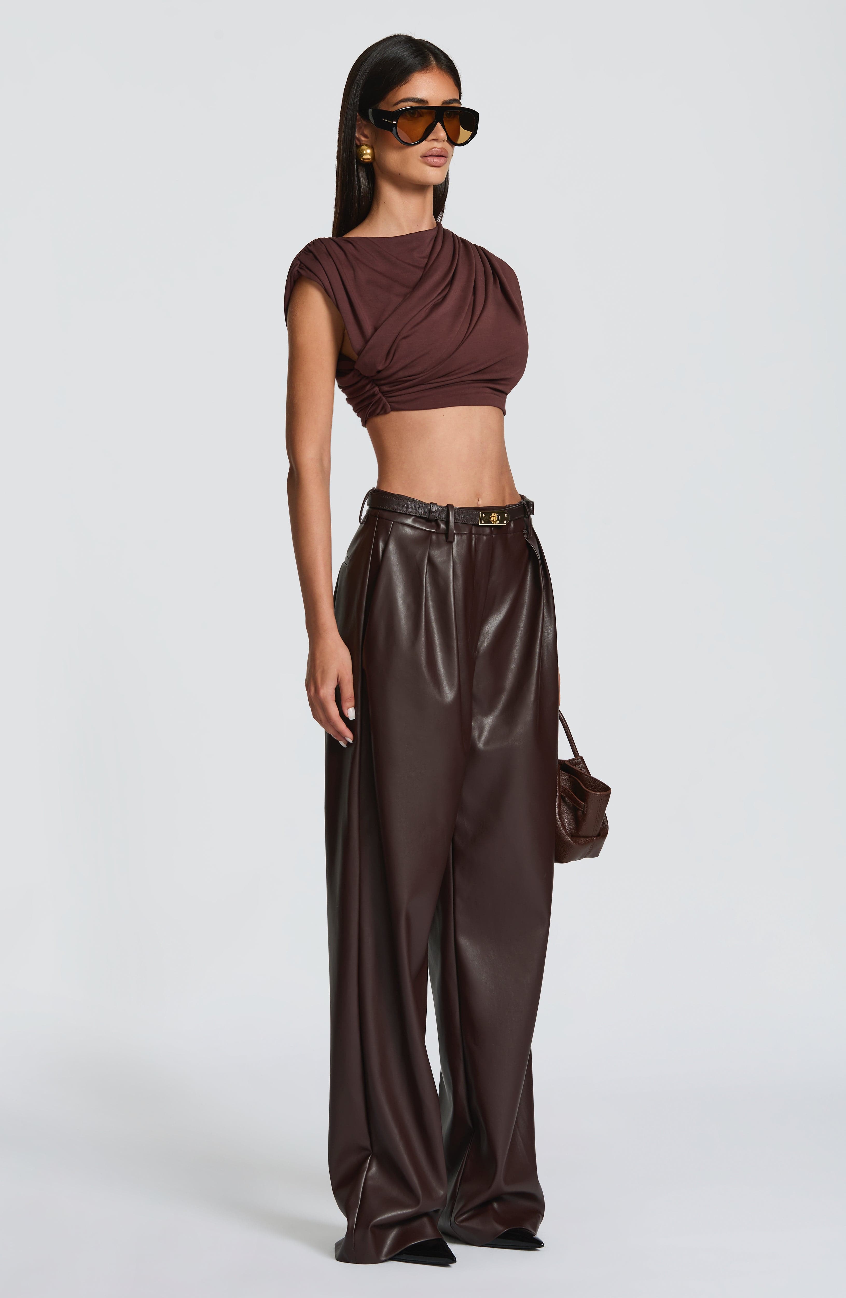 Glenda Pants - Plum Brown Pants Babyboo Fashion Premium Exclusive Design