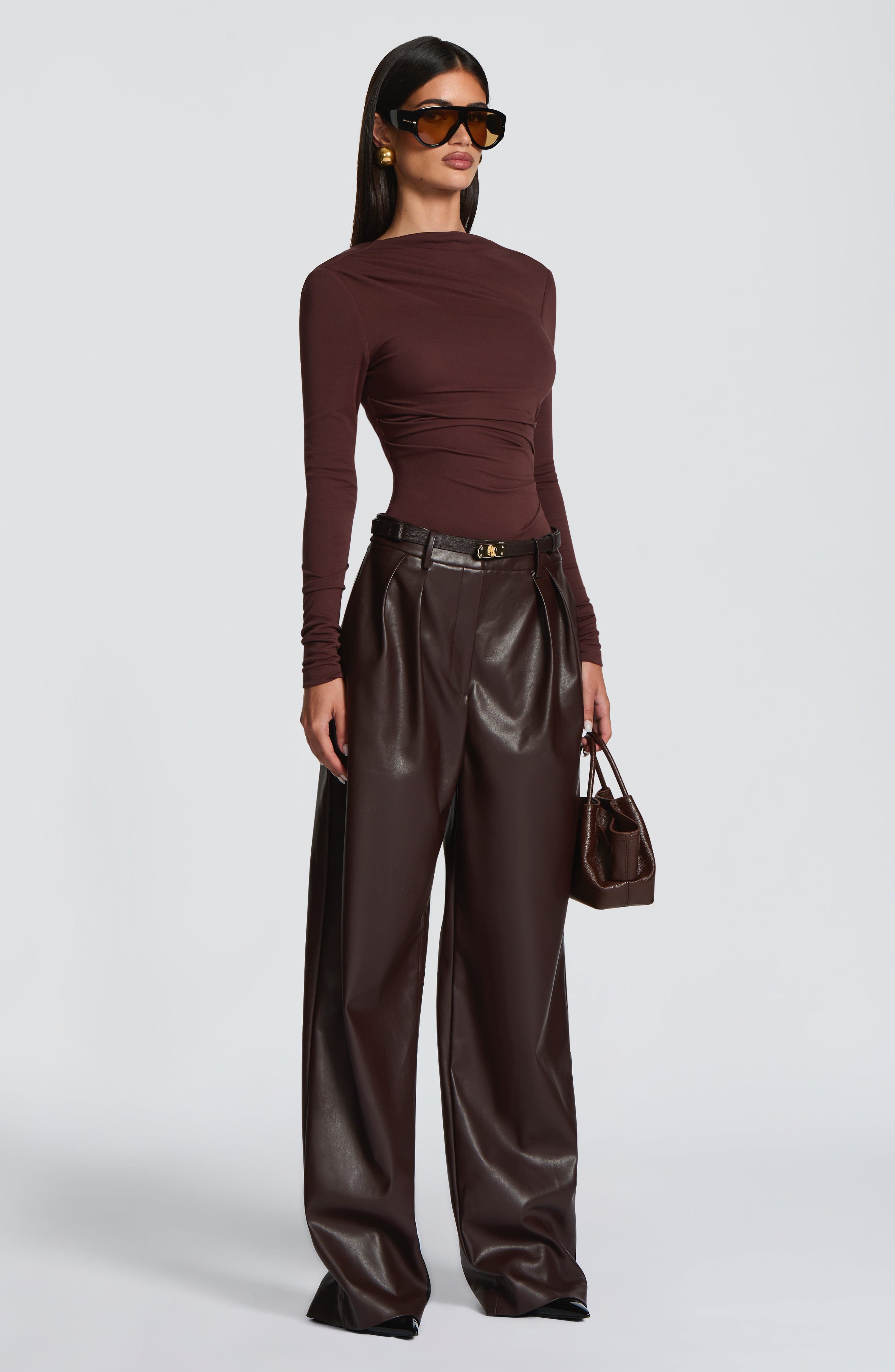 Glenda Pants - Plum Brown Pants Babyboo Fashion Premium Exclusive Design