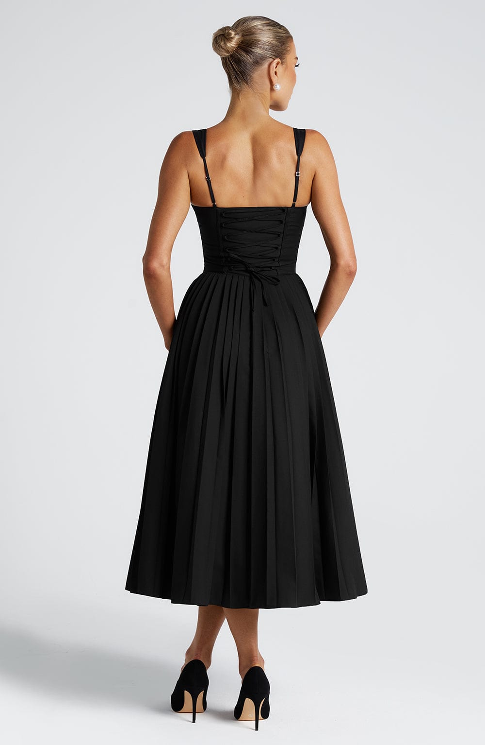 Natassia Midi Dress - Black/White Dress Babyboo Fashion Premium Exclusive Design