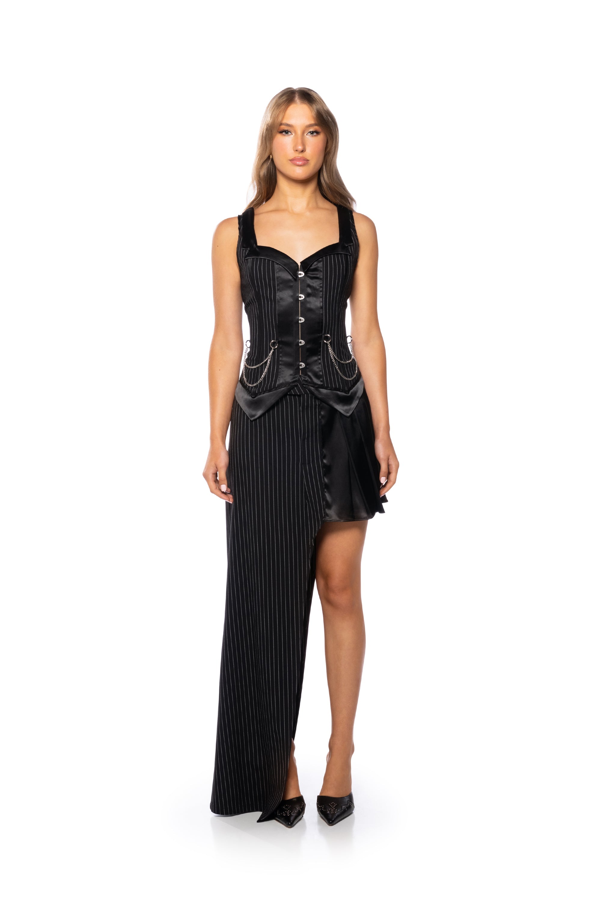ON MY WAY PINSTRIPE CORSET