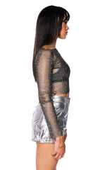 PIPER RHINESTONE TOP IN BLACK