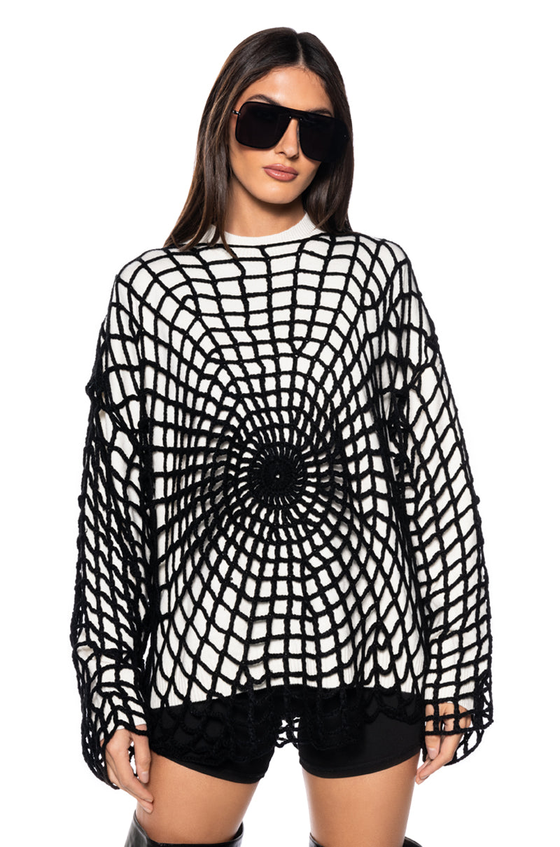 WEAVE MY OWN WEB CREWNECK SWEATER