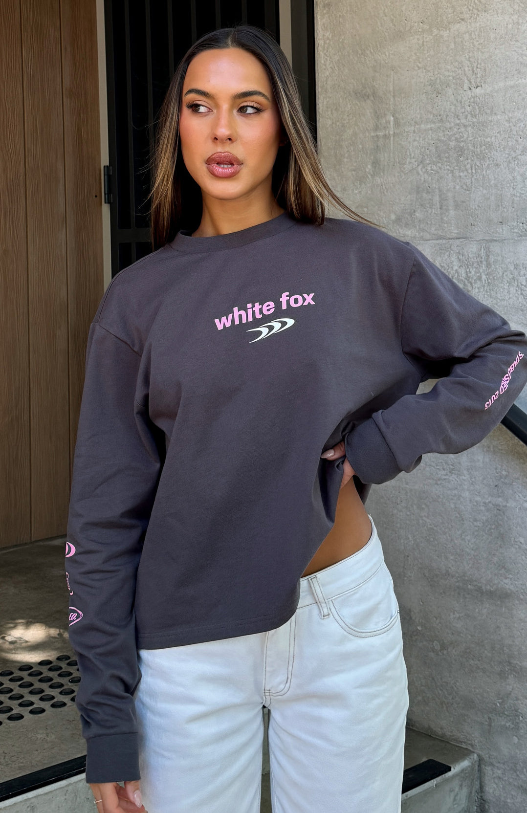 All Around Me Long Sleeve Tee Charcoal
