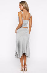 Dressing Up Midi Skirt Grey Marle