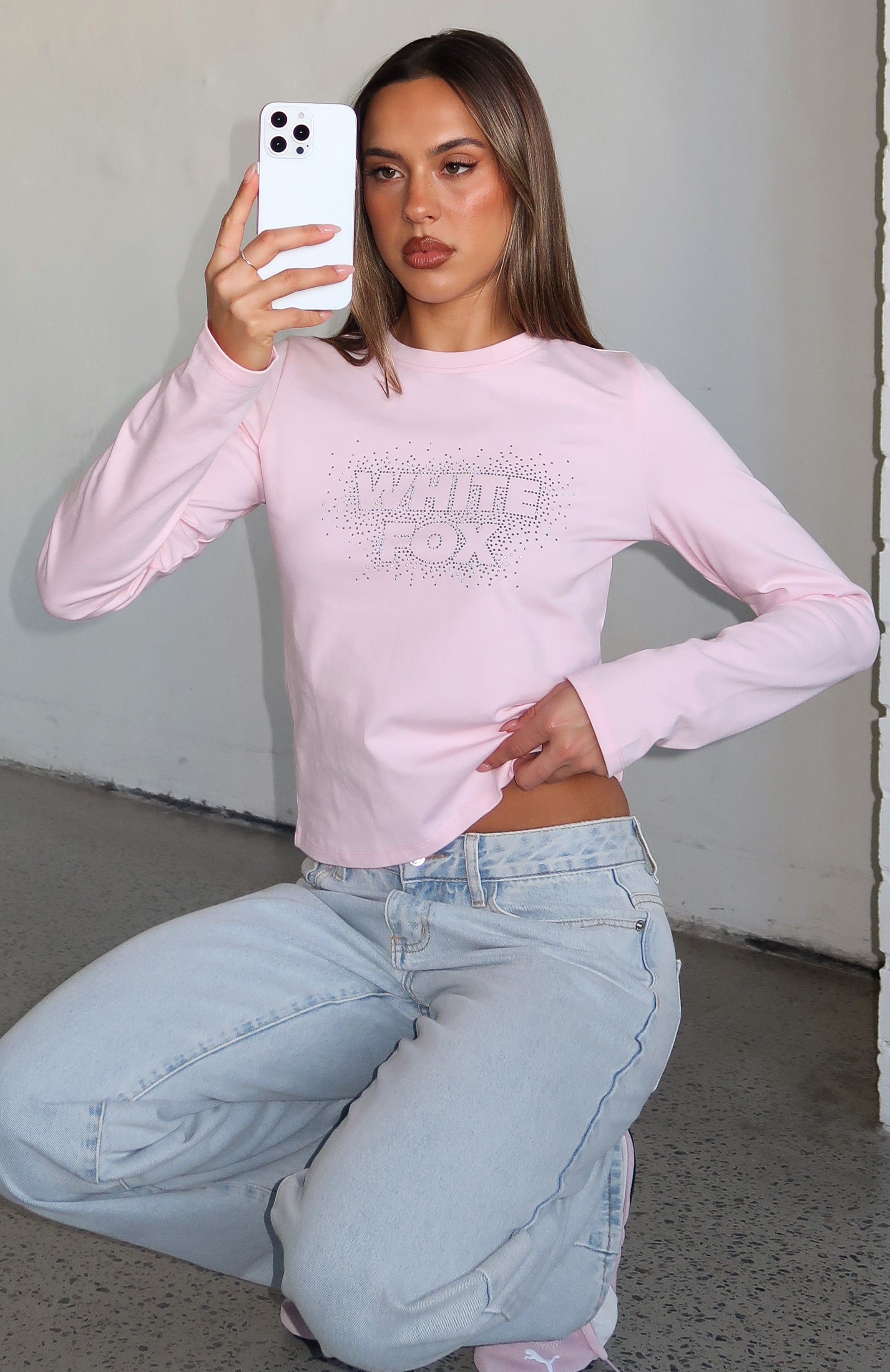 Let's Get Going Relaxed Long Sleeve Baby Tee Pink